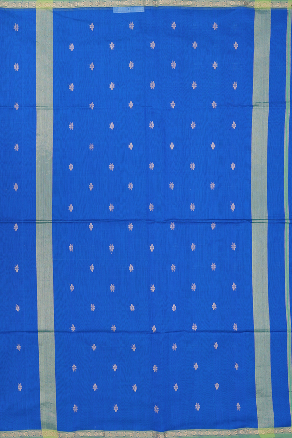 Maheswari Silk Cotton Saree In Blue With Floral Buttas