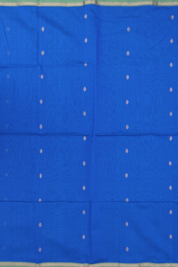 Maheswari Silk Cotton Saree In Blue With Floral Buttas