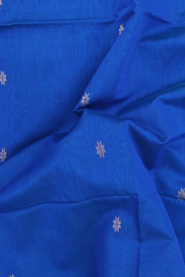 Maheswari Silk Cotton Saree In Blue With Floral Buttas