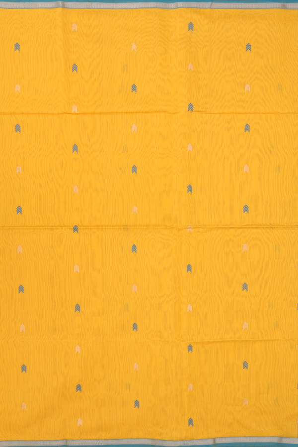 Maheswari Silk Cotton Saree Mustard Yellow With Arrow Buttas