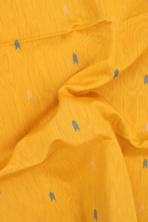 Maheswari Silk Cotton Saree Mustard Yellow With Arrow Buttas