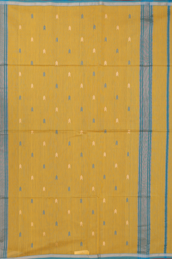 Maheswari Silk Cotton Saree Mustard Yellow With Arrow Buttas