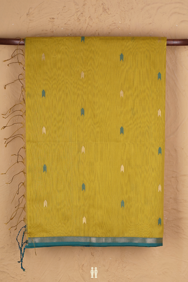 Maheswari Silk Cotton Saree In Yellow With Arrow Buttas