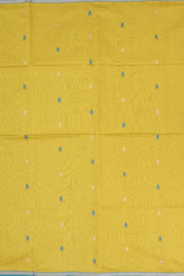 Maheswari Silk Cotton Saree In Yellow With Arrow Buttas