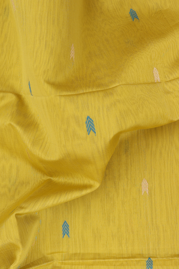 Maheswari Silk Cotton Saree In Yellow With Arrow Buttas