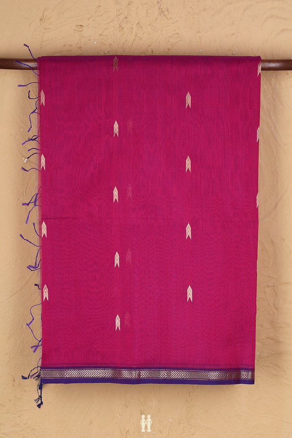Maheswari Silk Cotton Saree Berry Purple With Arrow Buttas