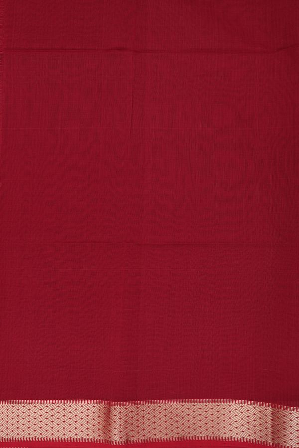 Maheswari Silk Cotton Saree In Red With Floral Buttas