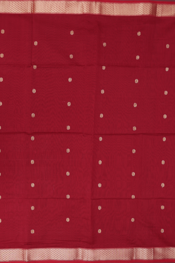 Maheswari Silk Cotton Saree In Red With Floral Buttas