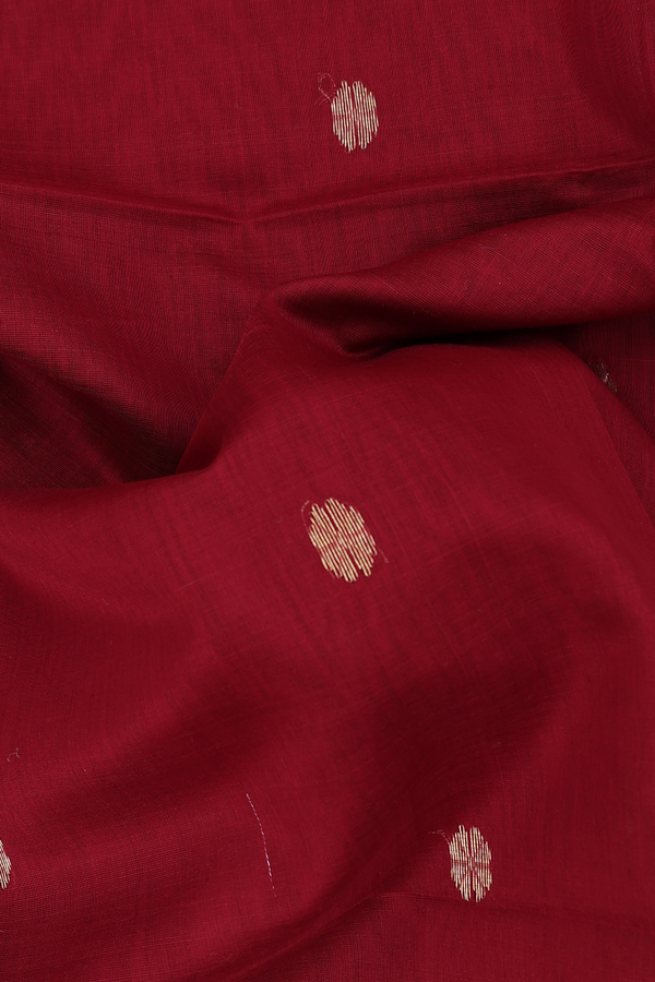 Maheswari Silk Cotton Saree In Red With Floral Buttas