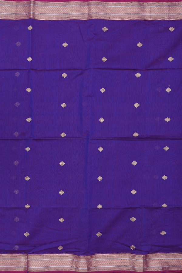 Maheswari Silk Cotton Saree In Dual Tone With Zari Buttas
