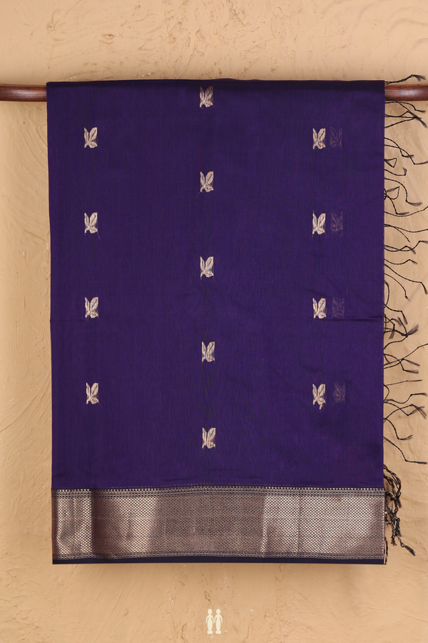 Maheswari Silk Cotton Saree In Regal Purple With Floral Buttas