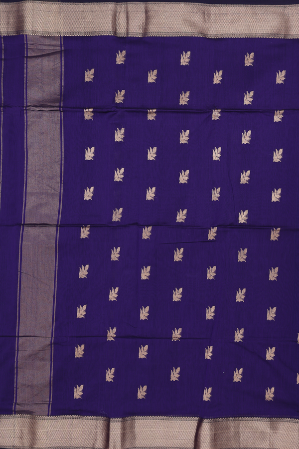Maheswari Silk Cotton Saree In Regal Purple With Floral Buttas