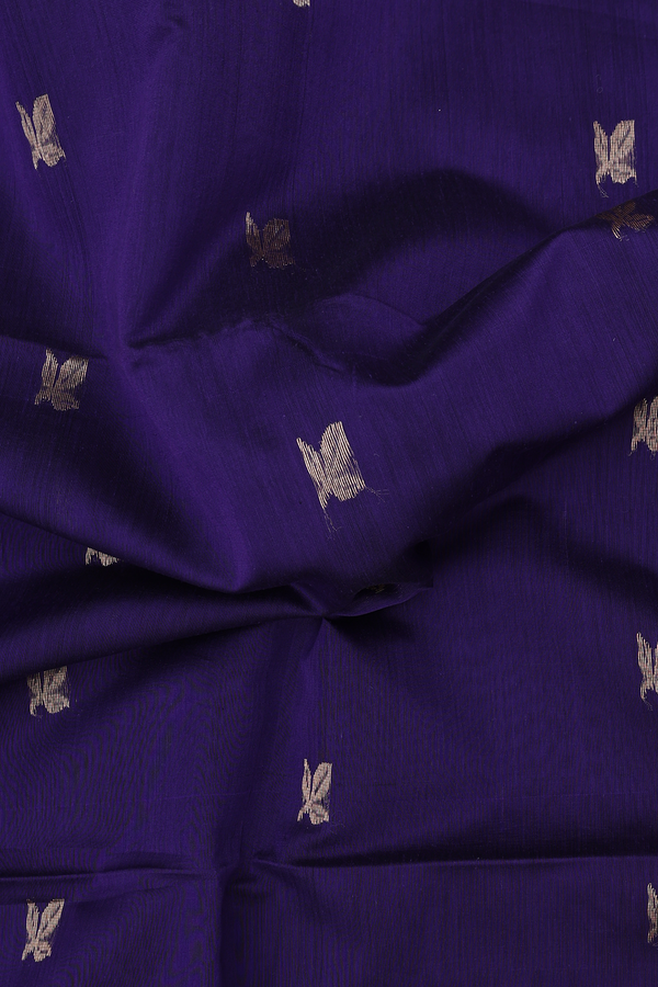 Maheswari Silk Cotton Saree In Regal Purple With Floral Buttas