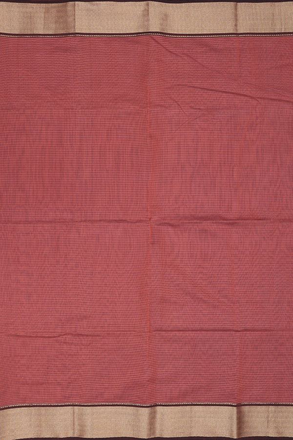 Maheswari Silk Cotton Saree In Brick Red With Stripes Design