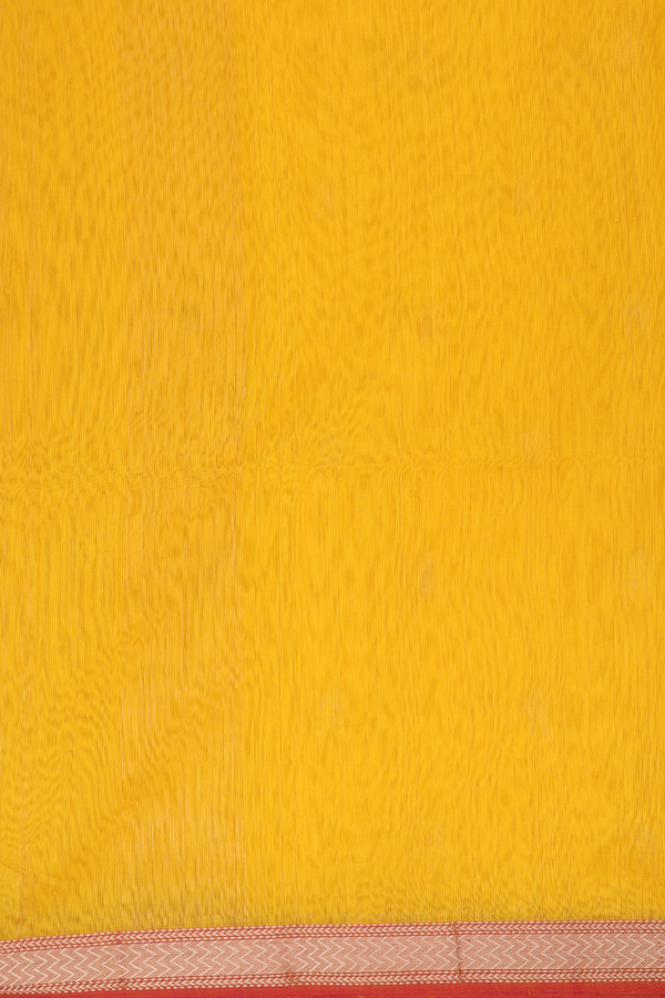 Maheswari Silk Cotton Saree In Honey Yellow With Zari Buttas