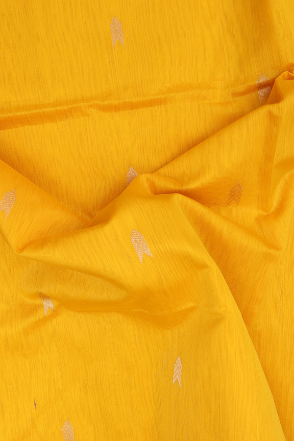 Maheswari Silk Cotton Saree In Honey Yellow With Zari Buttas
