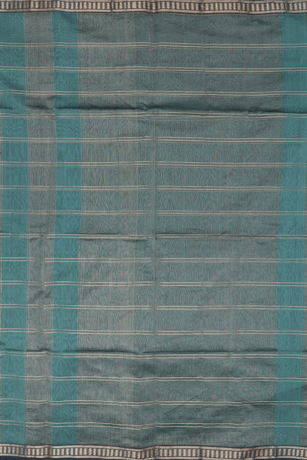 Maheswari Silk Cotton Saree In Green With Checks Design