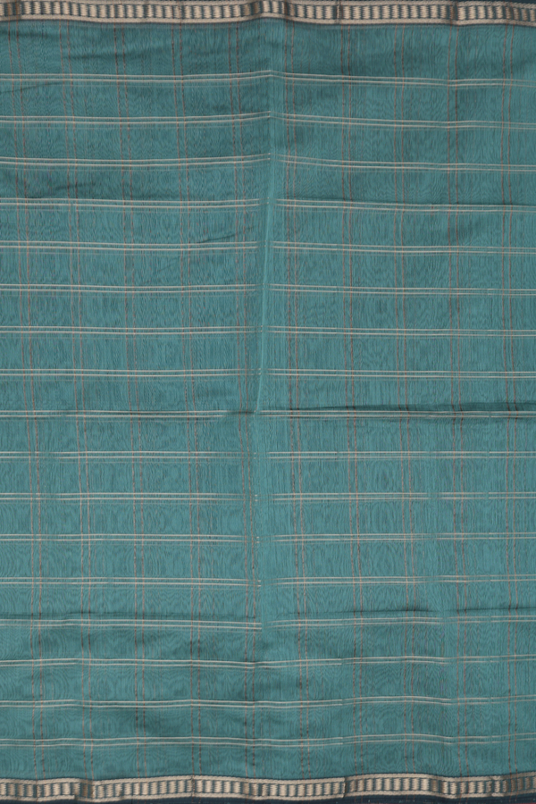 Maheswari Silk Cotton Saree In Green With Checks Design
