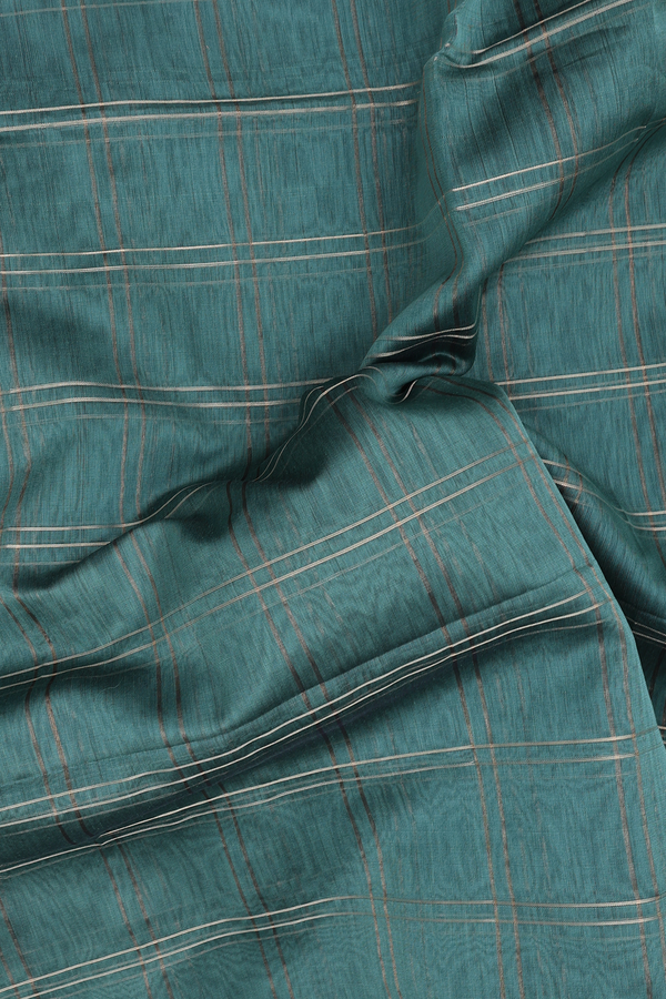 Maheswari Silk Cotton Saree In Green With Checks Design