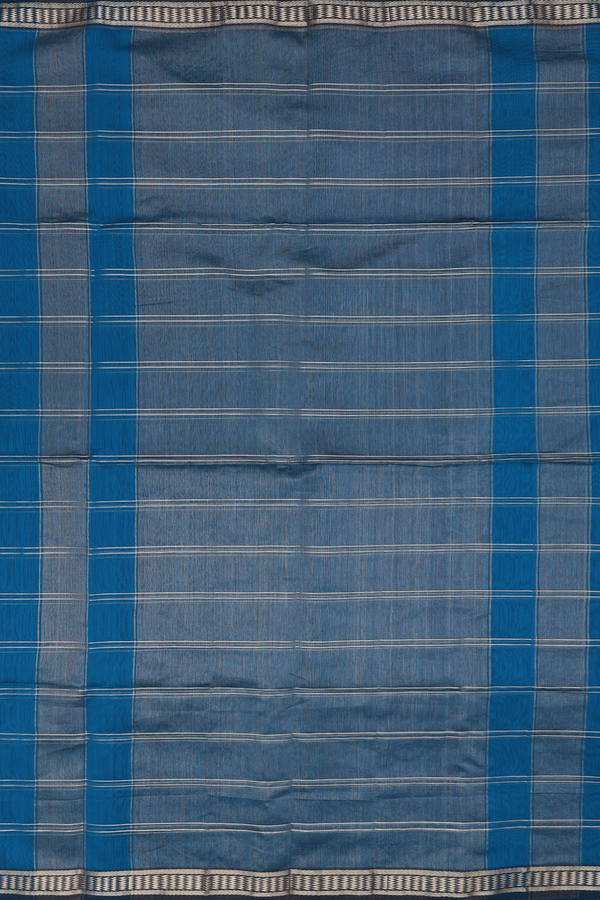 Maheswari Silk Cotton Saree In Teal Blue With Checks Design