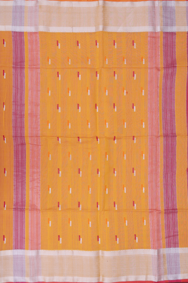 Maheswari Silk Cotton Saree In Yellow With Allover Buttas