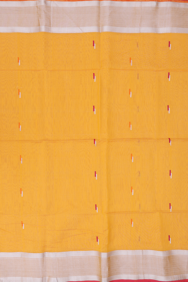 Maheswari Silk Cotton Saree In Yellow With Allover Buttas