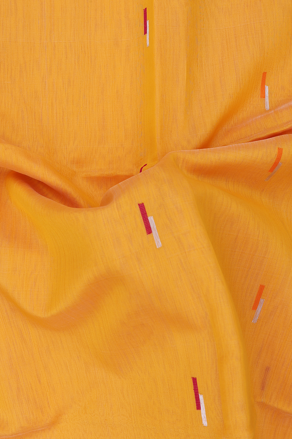 Maheswari Silk Cotton Saree In Yellow With Allover Buttas