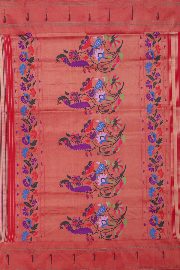 Paithani Silk Saree In Pink With Floral Buttas