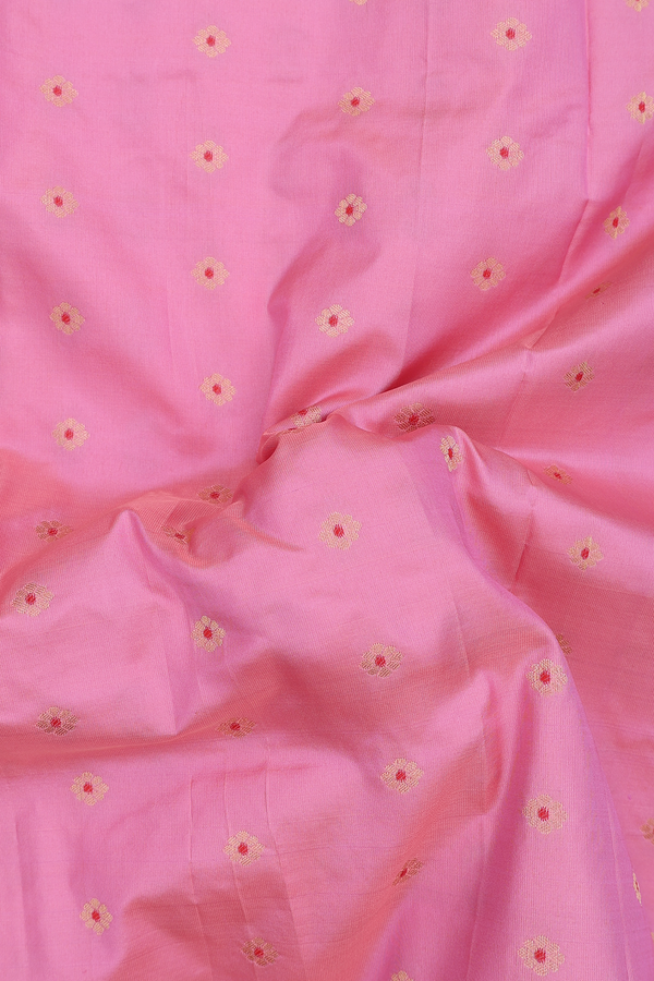Paithani Silk Saree In Pink With Floral Buttas