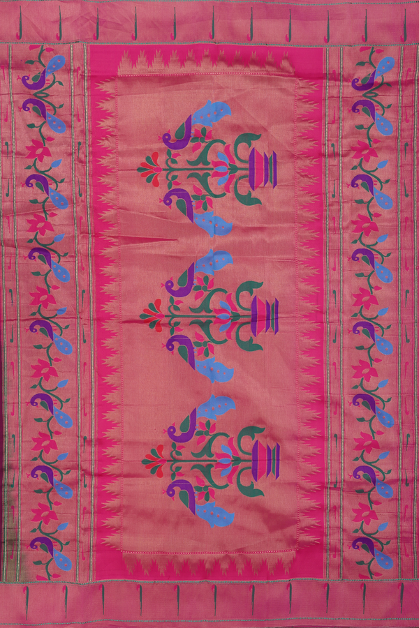 Paithani Silk Saree In Royal Blue With Muniya Design