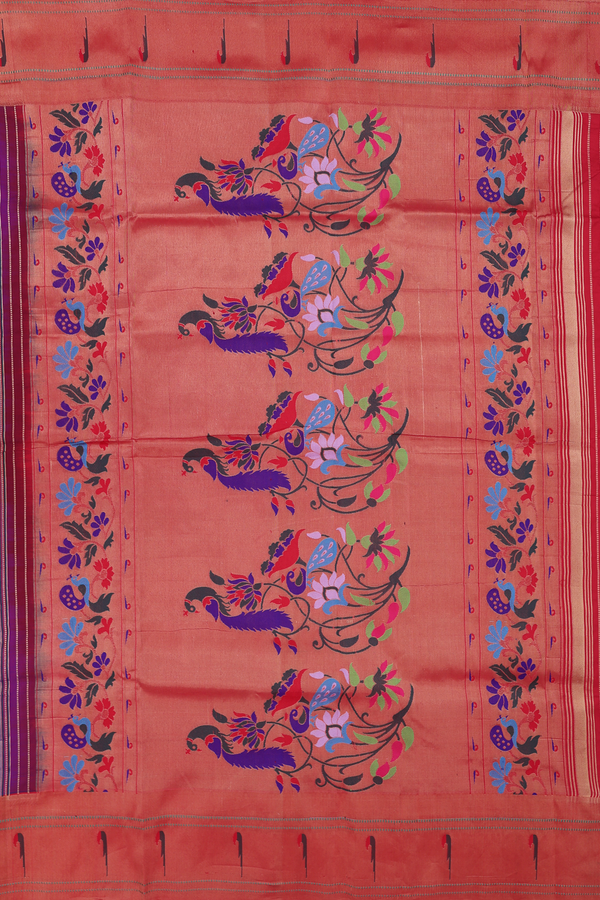Paithani Silk Saree In Violet With Floral Buttas