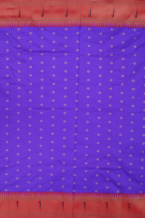 Paithani Silk Saree In Violet With Floral Buttas
