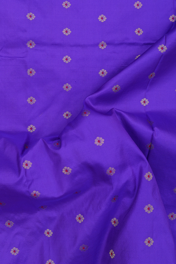 Paithani Silk Saree In Violet With Floral Buttas