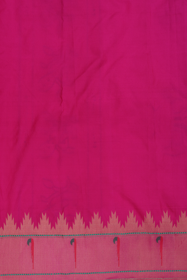 Paithani Silk Saree In Rani Pink With Muniya Design