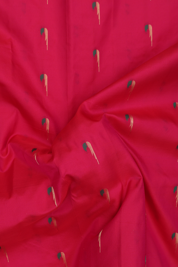 Paithani Silk Saree In Rani Pink With Muniya Design