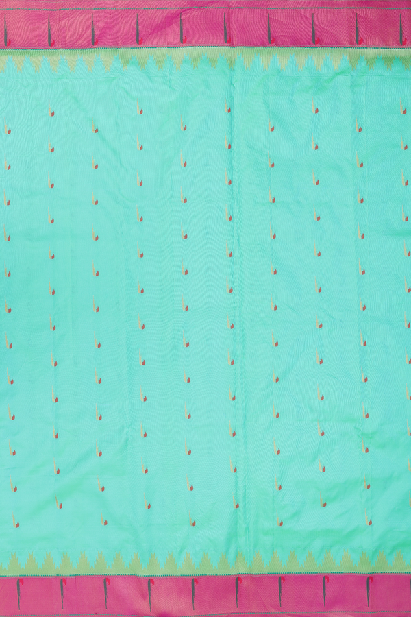 Paithani Silk Saree In Seafoam Green With Muniya Design