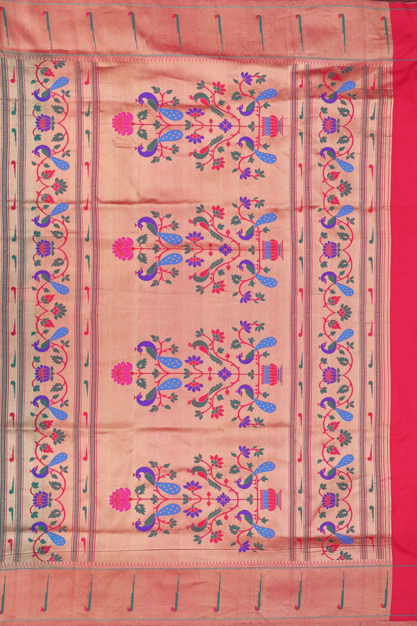 Paithani Silk Saree In Grape Purple With Floral Buttas