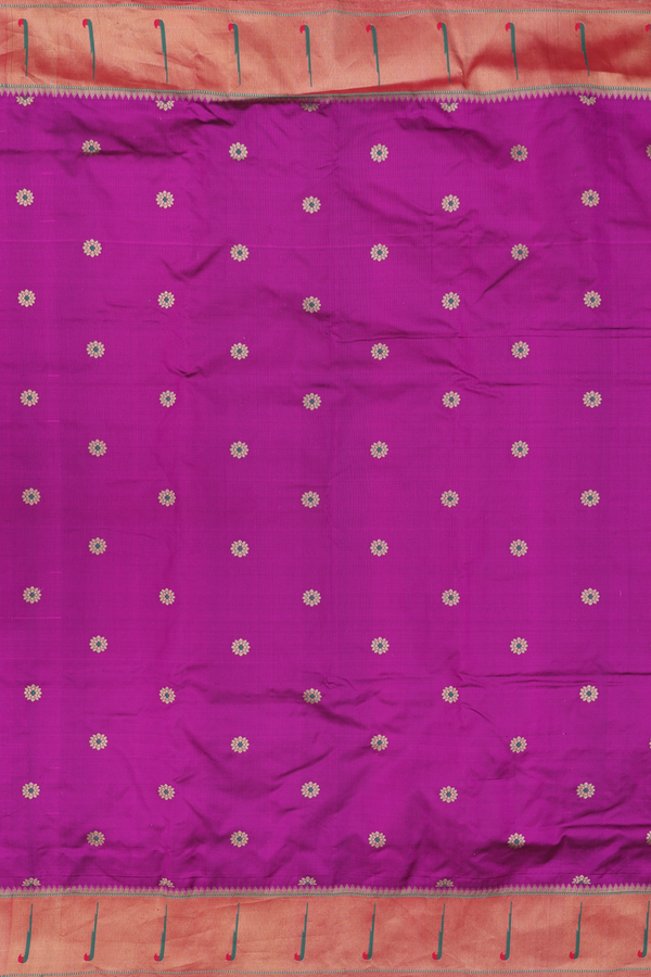 Paithani Silk Saree In Grape Purple With Floral Buttas
