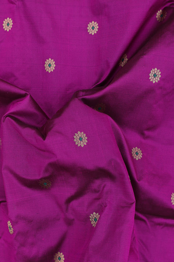 Paithani Silk Saree In Grape Purple With Floral Buttas