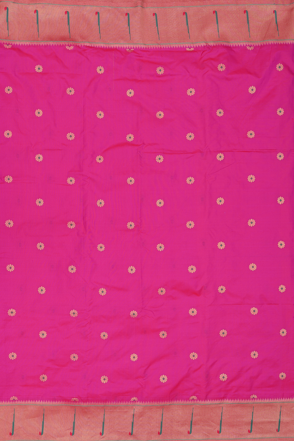 Paithani Silk Saree In Magenta With Floral Buttas