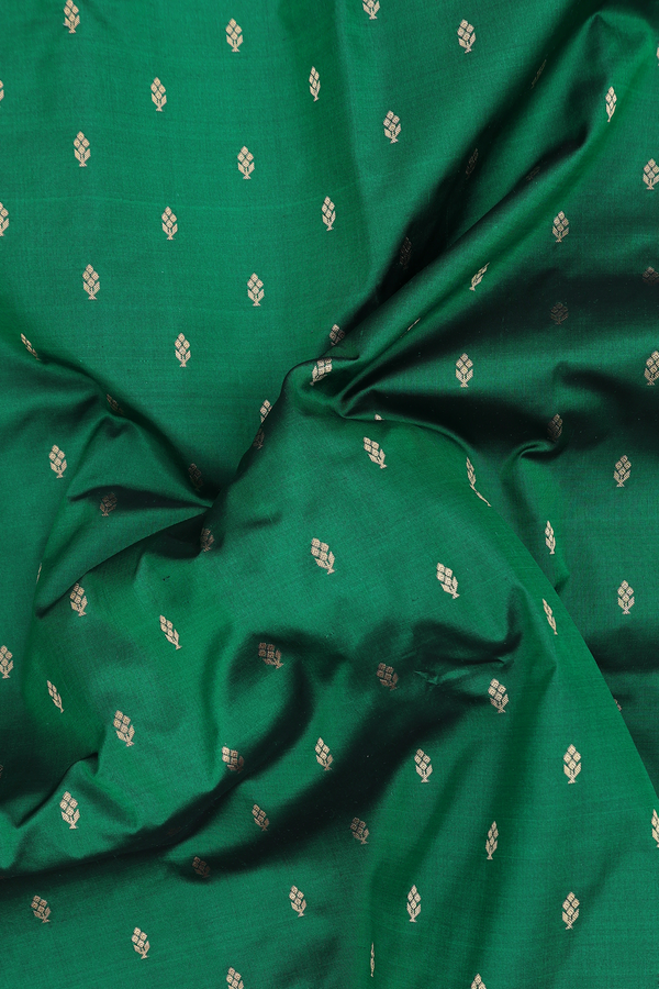 Paithani Silk Saree In Emerald Green With Zari Buttis