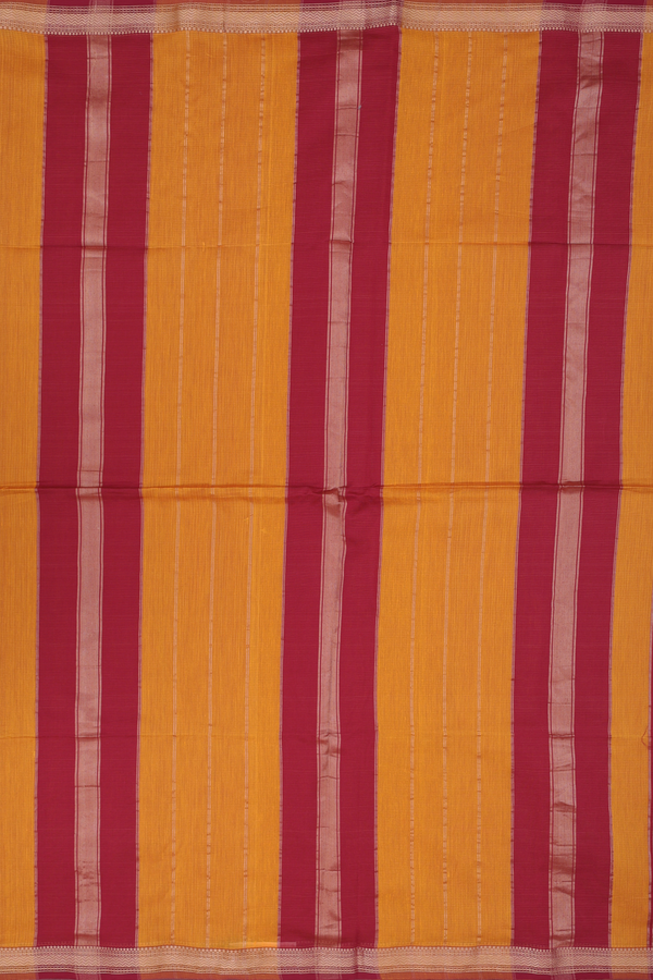 Maheswari Silk Cotton Saree In Orange With Contrast Border