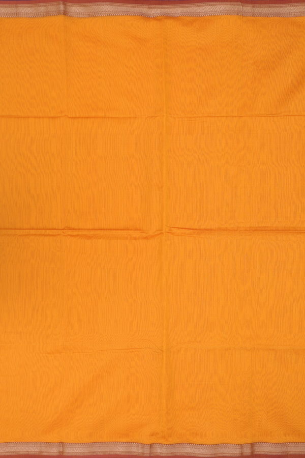 Maheswari Silk Cotton Saree In Orange With Contrast Border