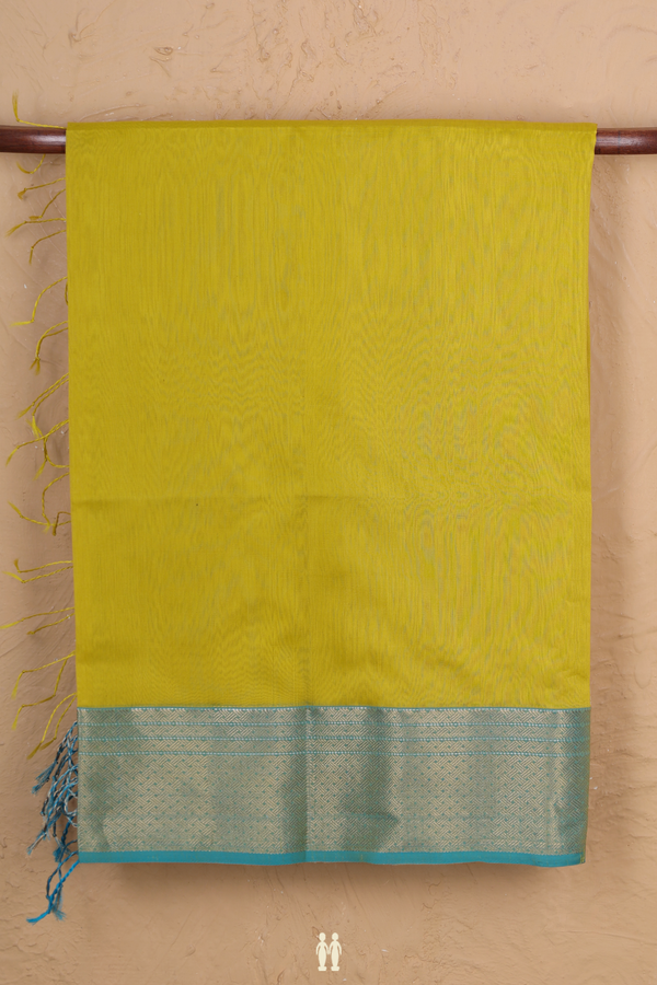 Maheswari Silk Cotton Saree In Yellow With Contrast Border