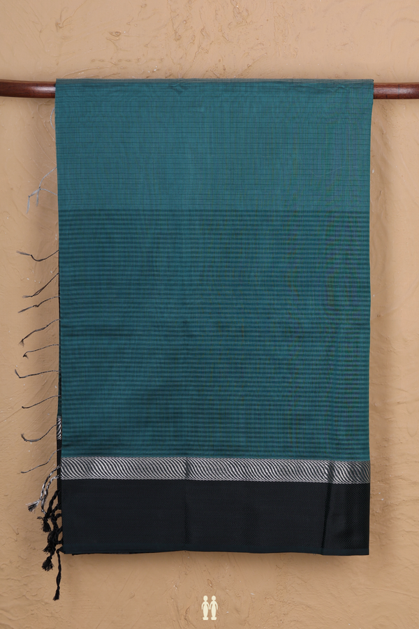 Maheswari Silk Cotton Saree In Green With Stripes Design