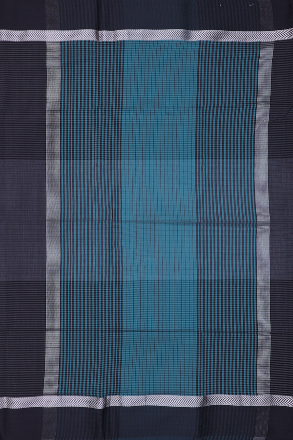 Maheswari Silk Cotton Saree In Green With Stripes Design