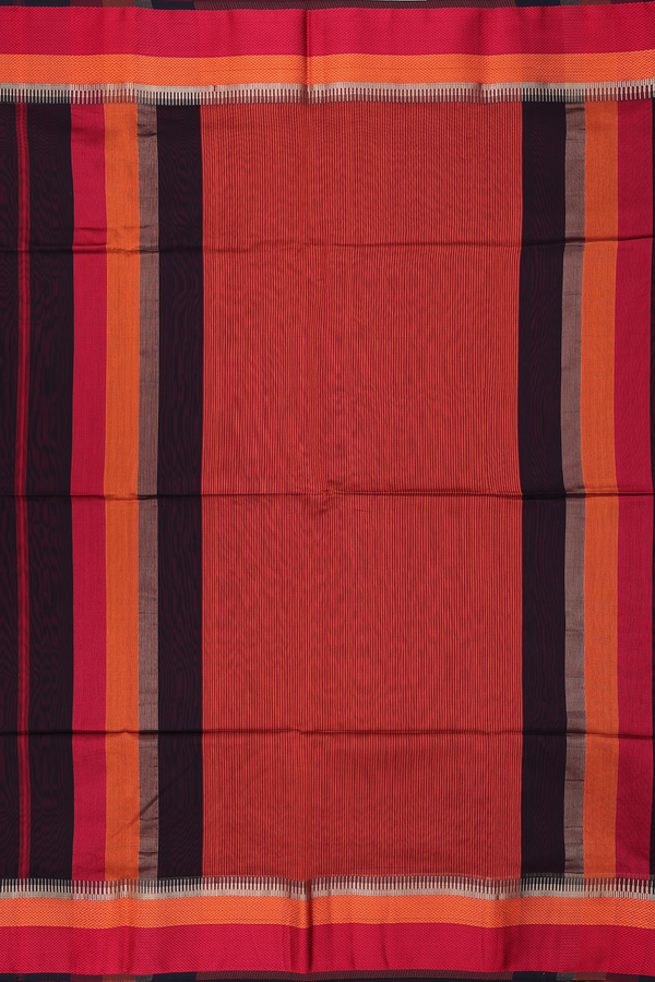 Maheswari Silk Cotton Saree In Black With Threadwork Border