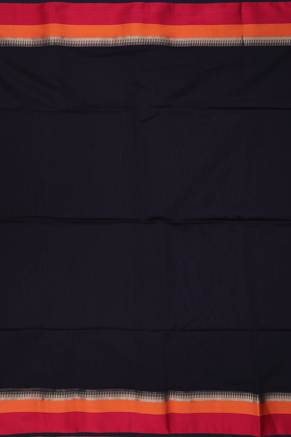 Maheswari Silk Cotton Saree In Black With Threadwork Border