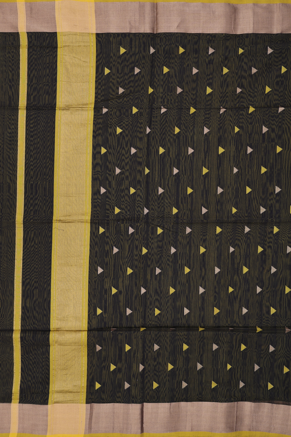 Maheswari Silk Cotton Saree In Black With Allover Buttas