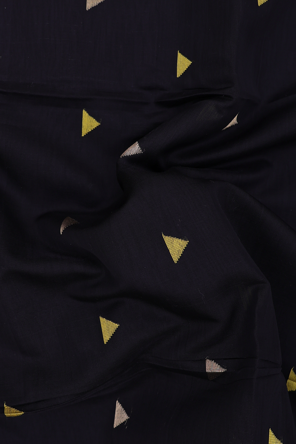 Maheswari Silk Cotton Saree In Black With Allover Buttas